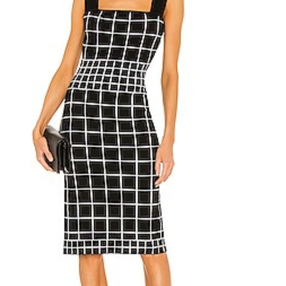 Beautiful Milly Jacquard  Fitted Black and White Checkered Women's Dress Size Sm